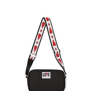 Brighton Black Bag with Heart Strap